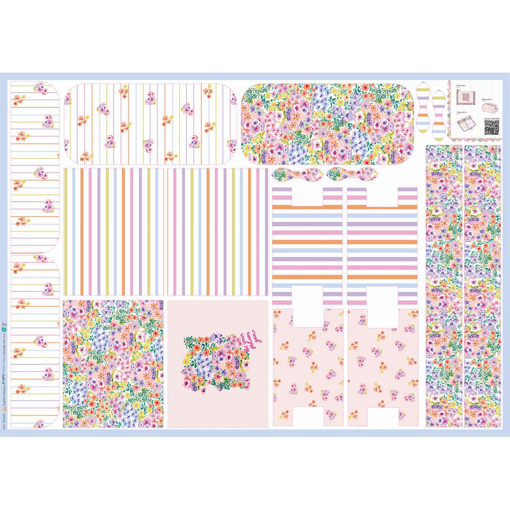 Paneel canvas toilettas bloemen roze
