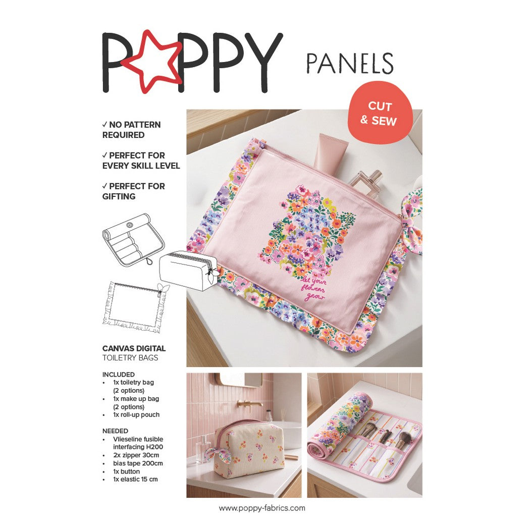 Paneel canvas toilettas bloemen roze