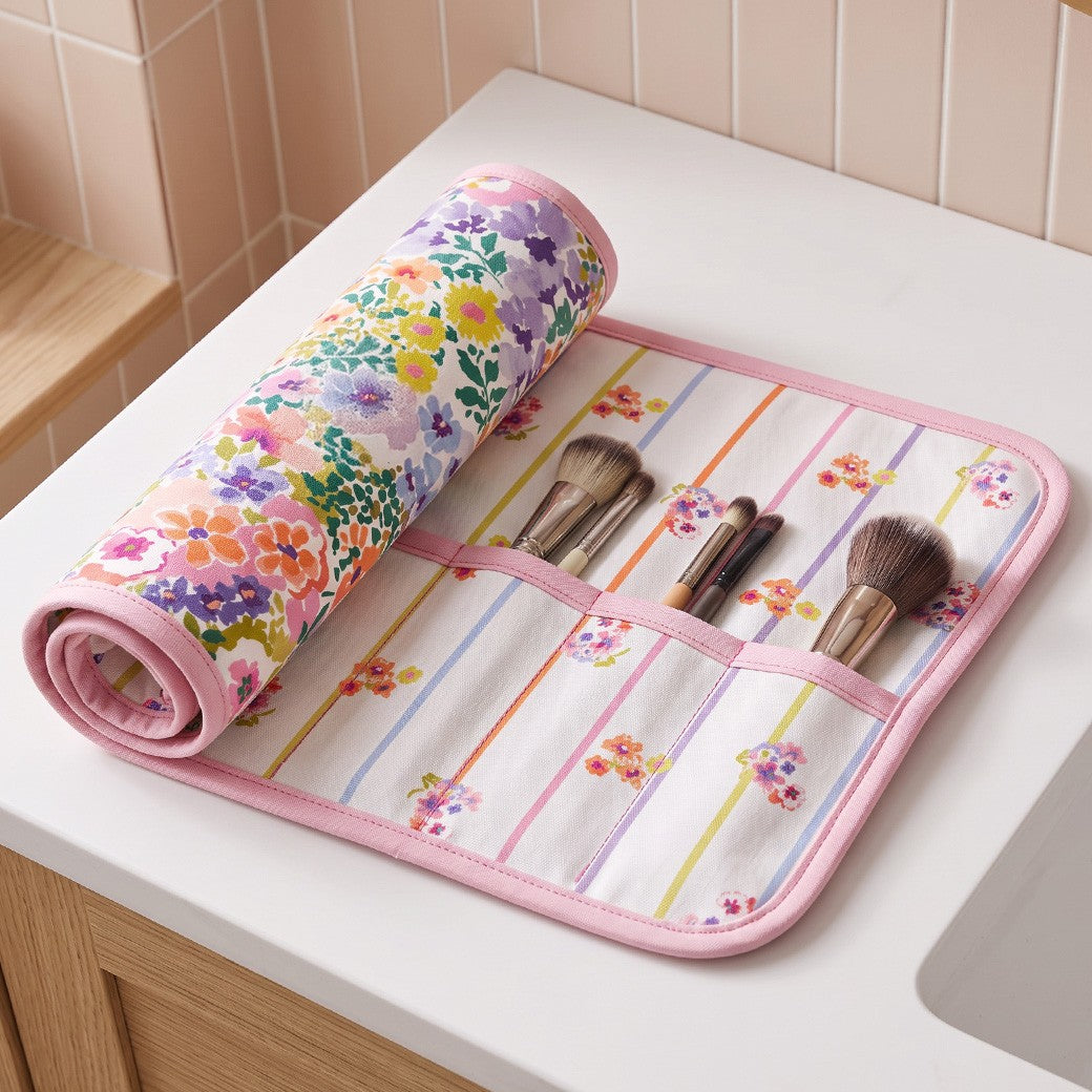 Paneel canvas toilettas bloemen roze