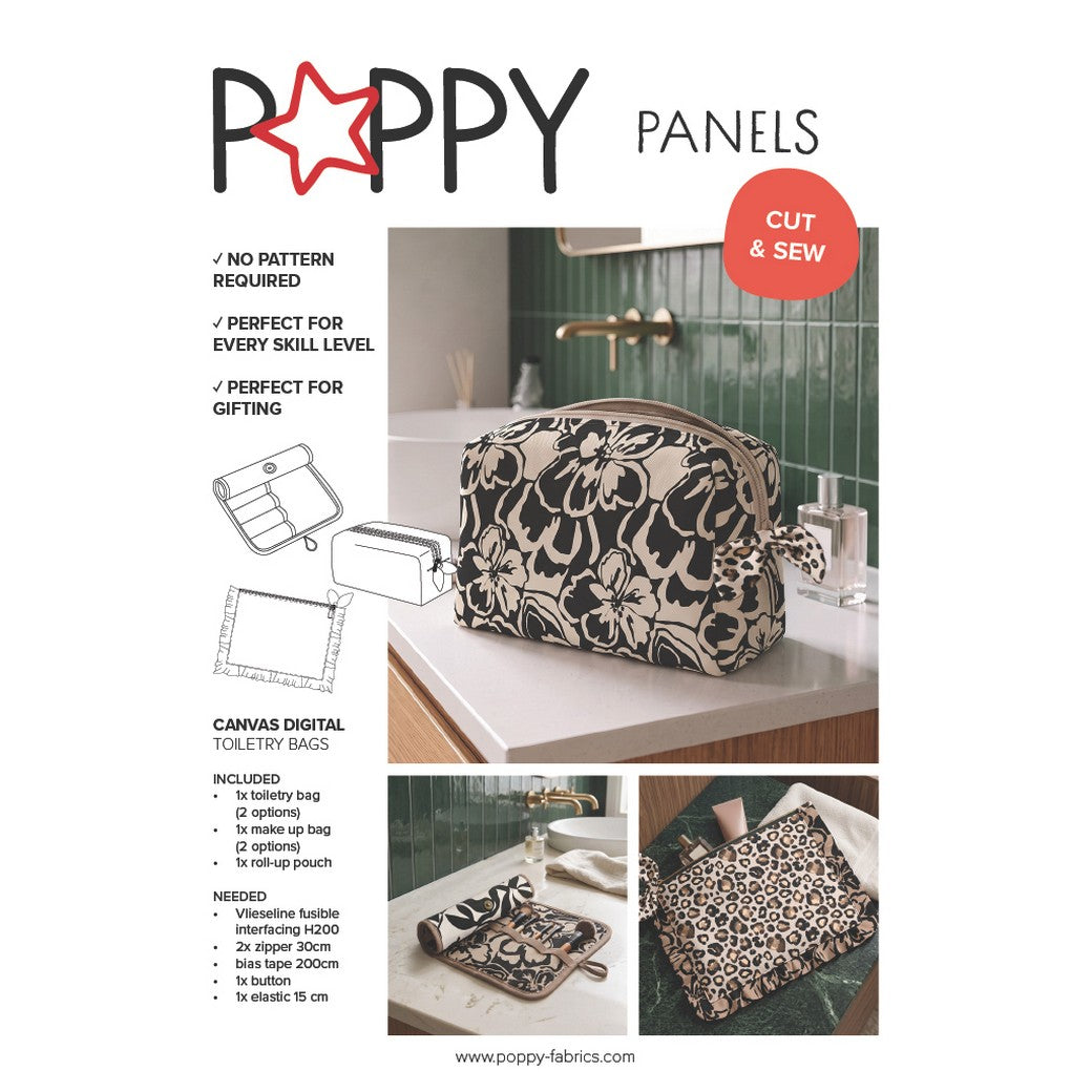 Paneel canvas toilettas bloemen/luipaardprint bruin