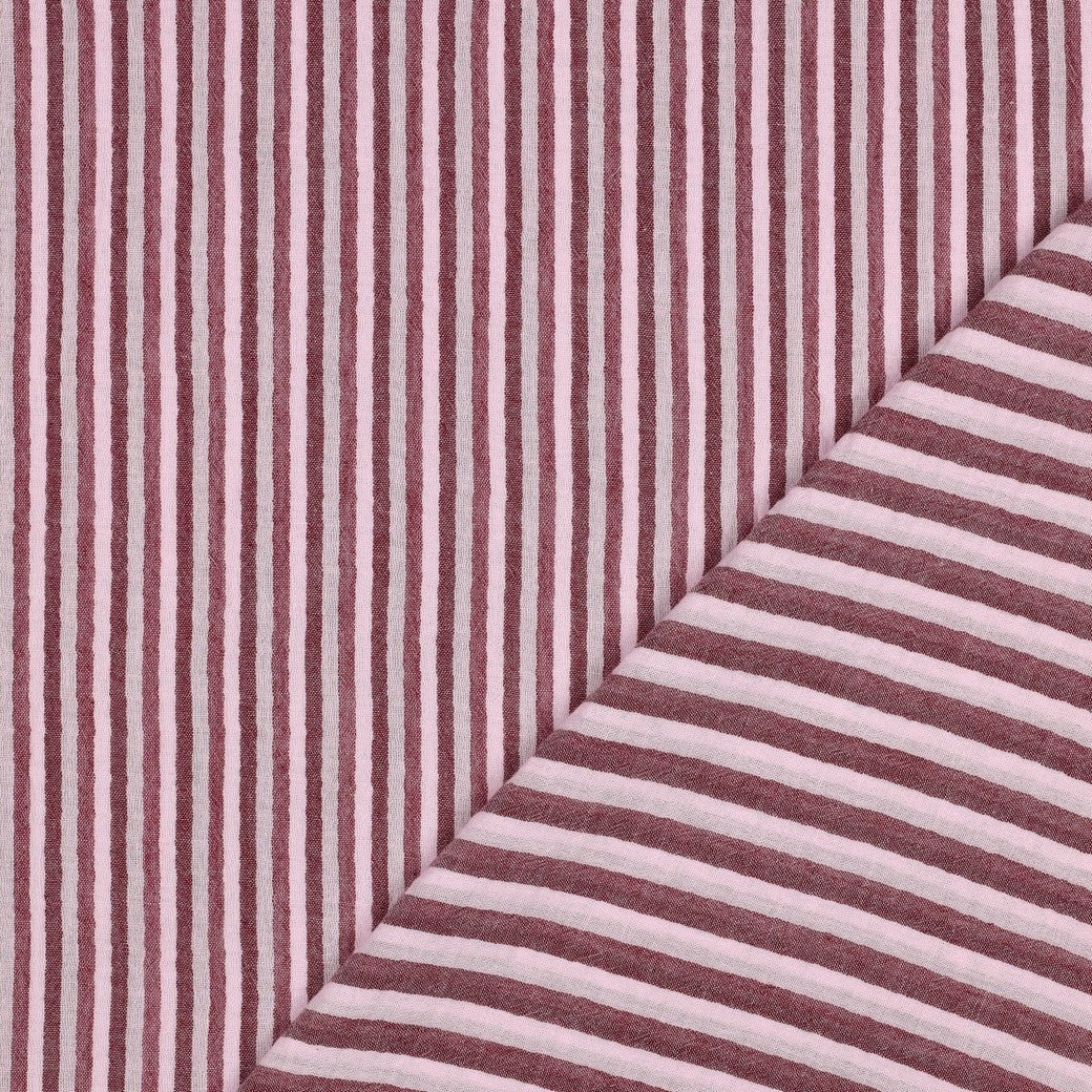 Hydrofiel yarn dyed strepen burgundy/roze
