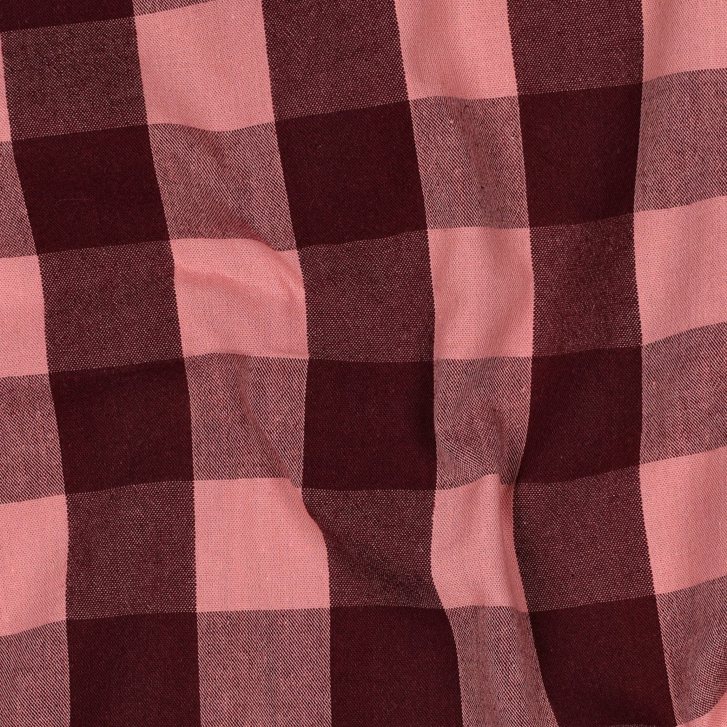 Yarn dyed katoen ruiten aubergine