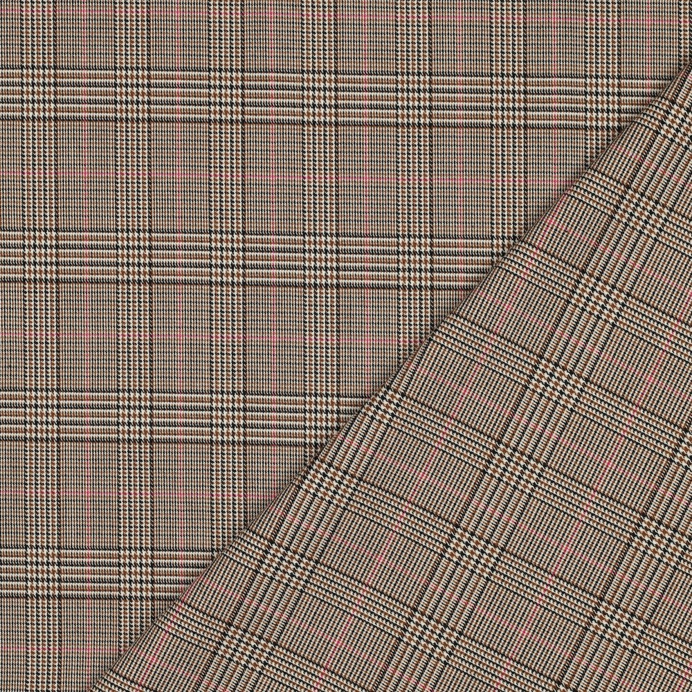 Tartan ruit camel/roze