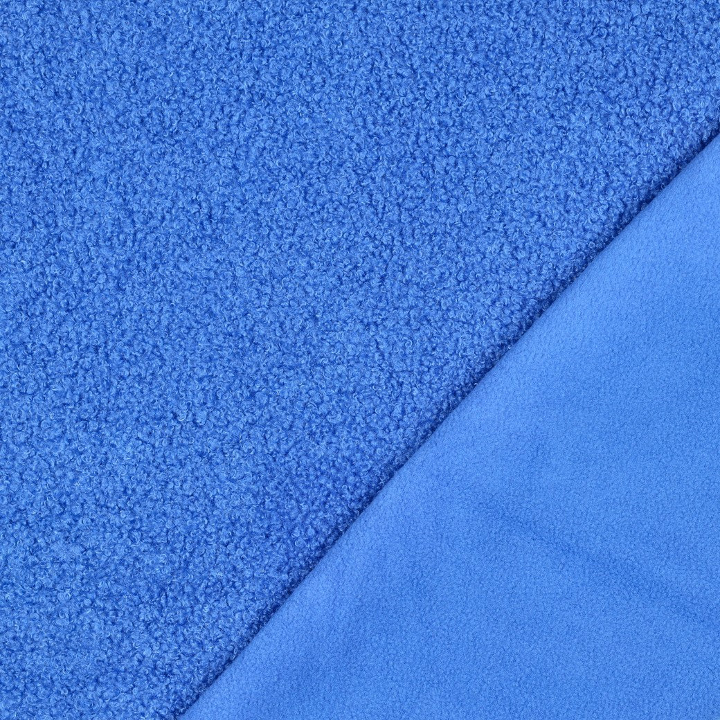 Teddy fleece double sided kobaltblauw