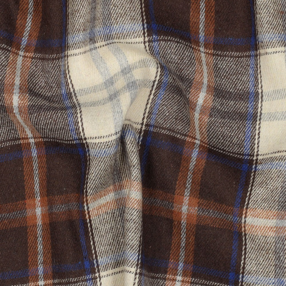Brushed yarn dyed flanel checks bruin/blauw