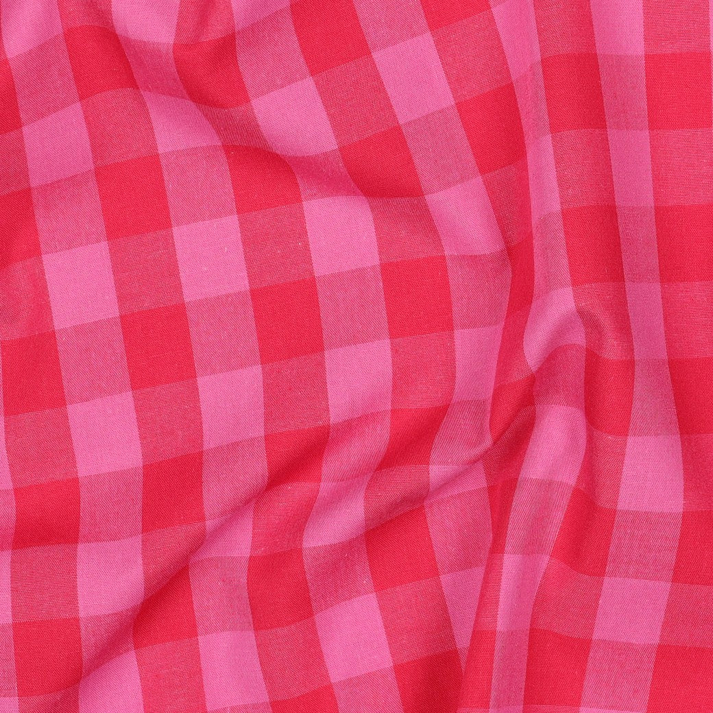 Yarn dyed katoen ruiten fuchsia/rood