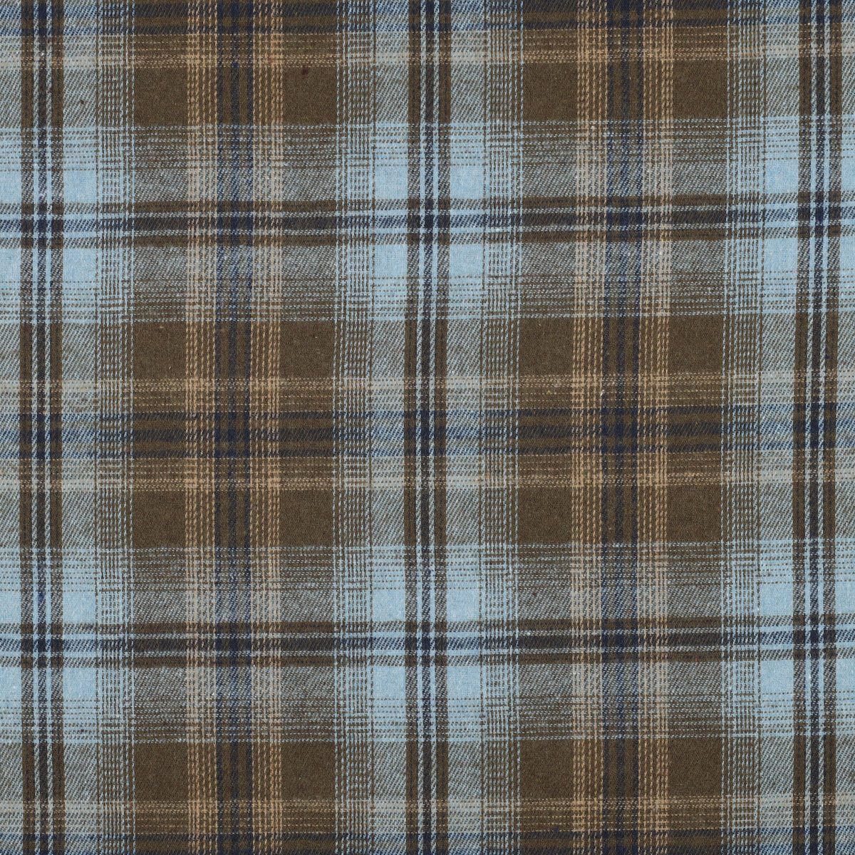 Brushed yarn dyed checks blauw/bruin