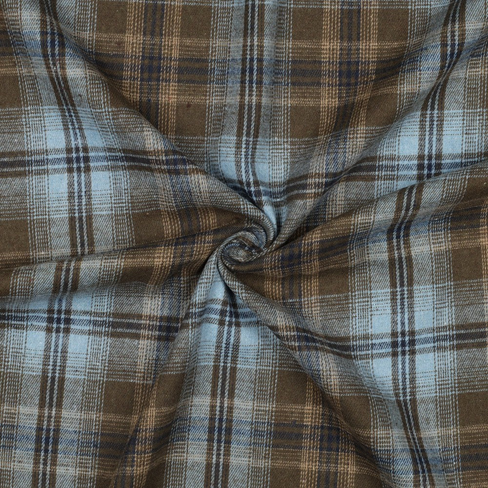 Brushed yarn dyed checks blauw/bruin
