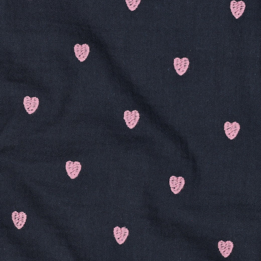 Hydrofiel geborduurde harten navy