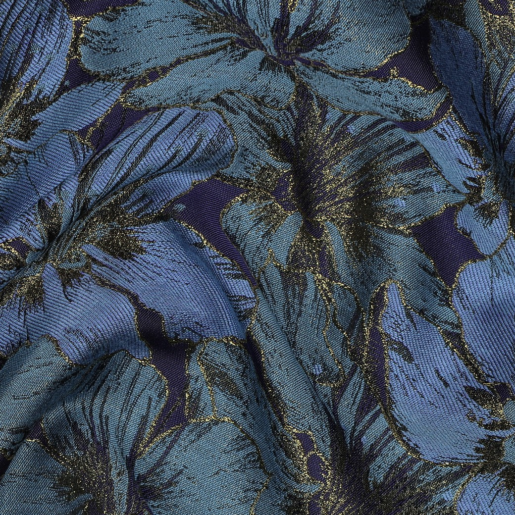 Jacquard bloemen blauw