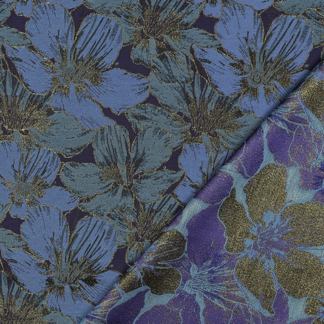 Jacquard bloemen blauw