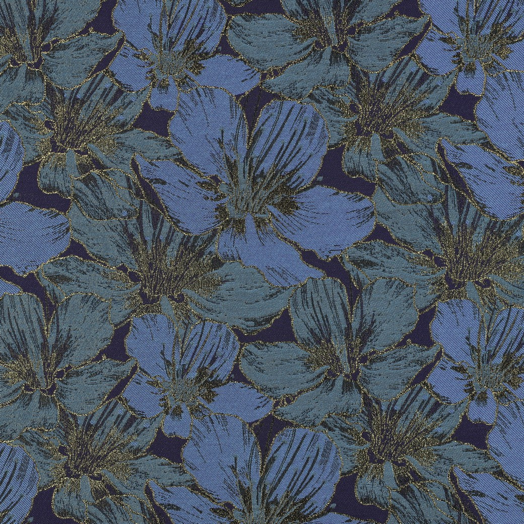 Jacquard bloemen blauw