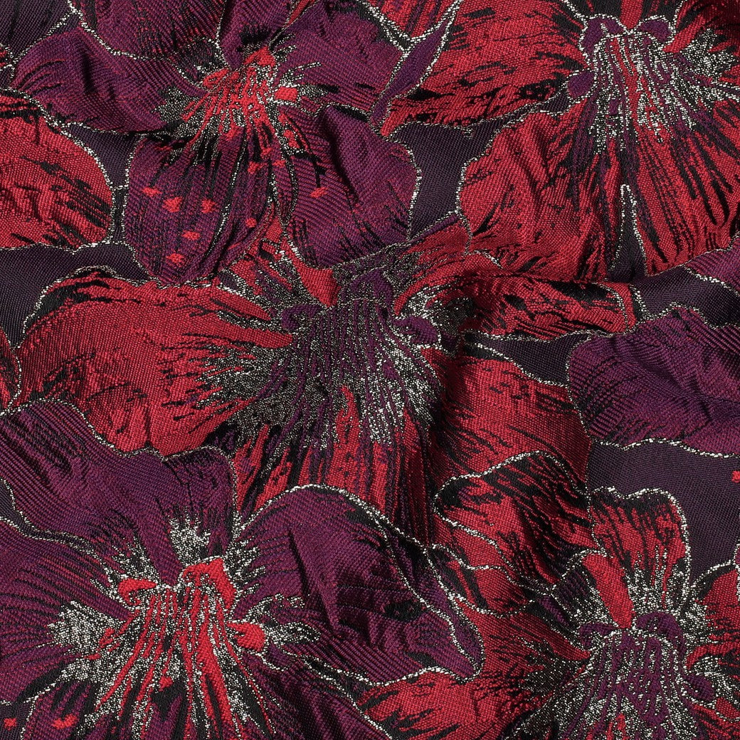 Jacquard bloemen paars