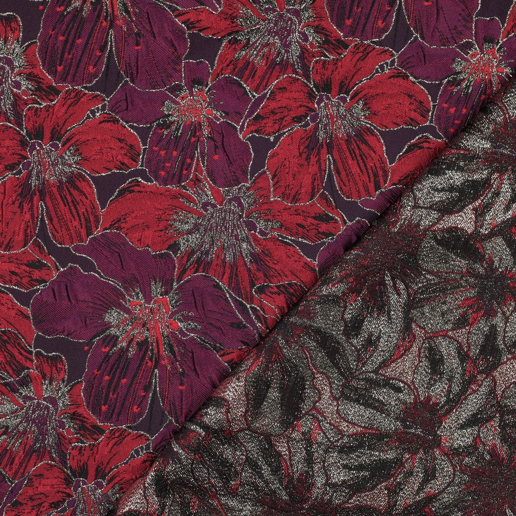 Jacquard bloemen paars