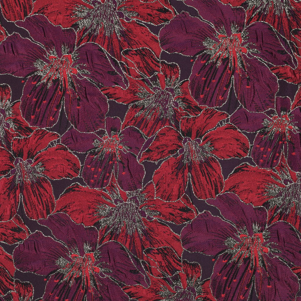 Jacquard bloemen paars