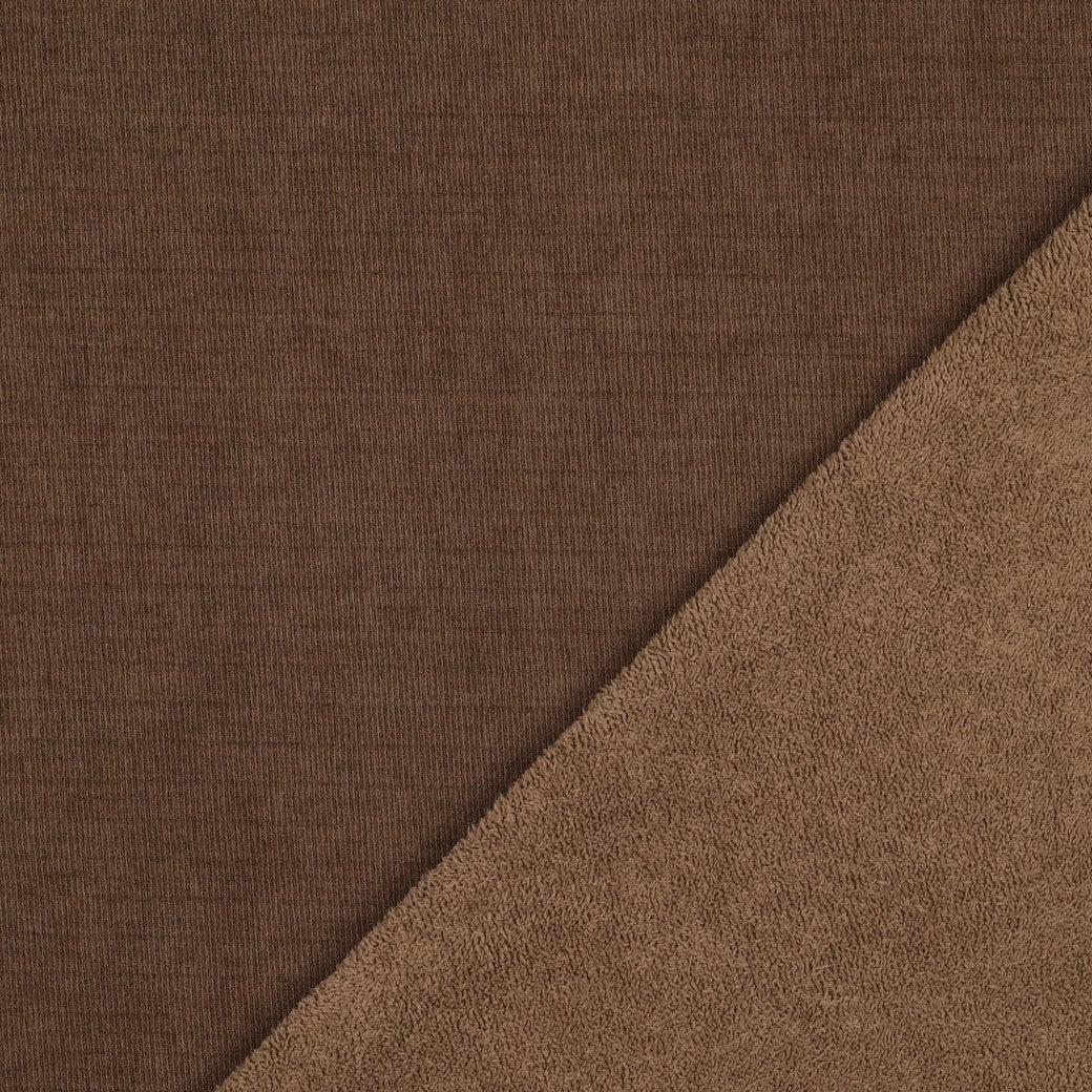 Double sided gebreide velours sherpa bruin