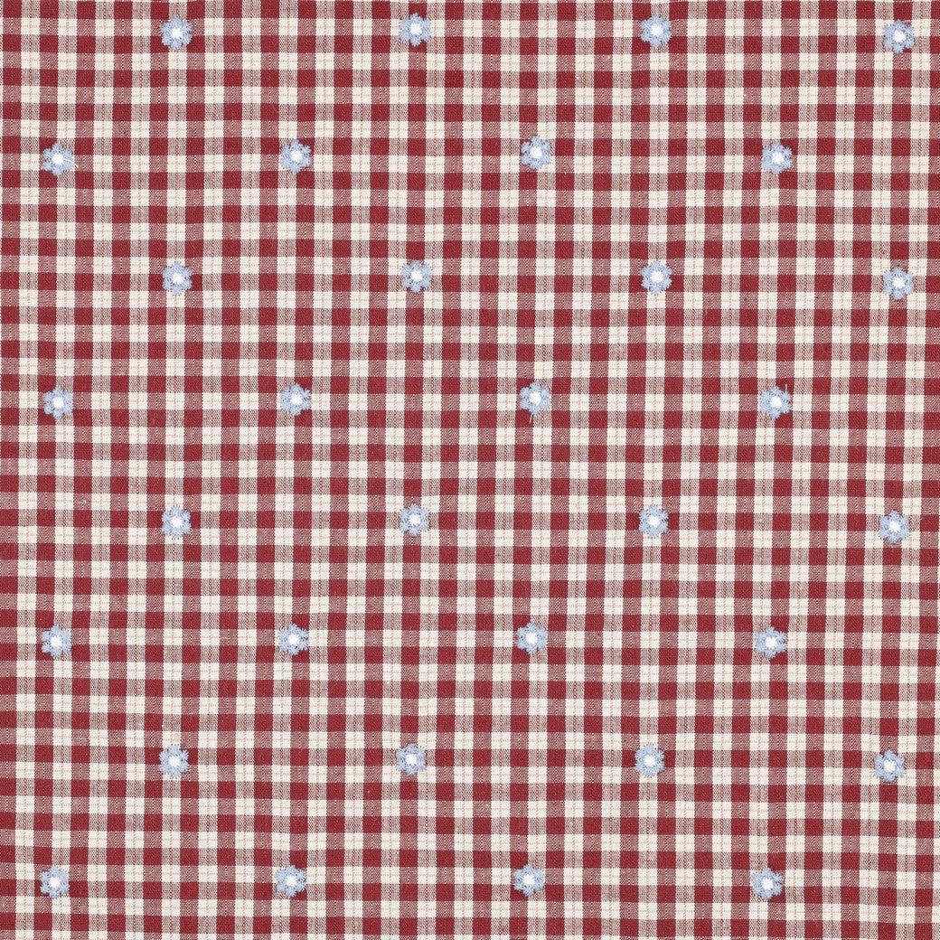 Katoen viscose ruiten geborduurde bloemen blush