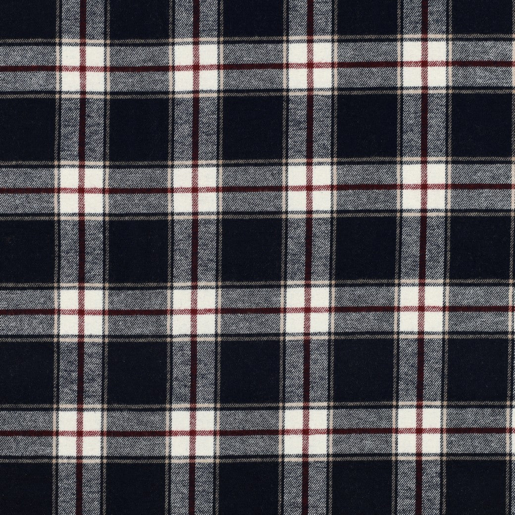 Yarn dyed katoen brushed checks navy