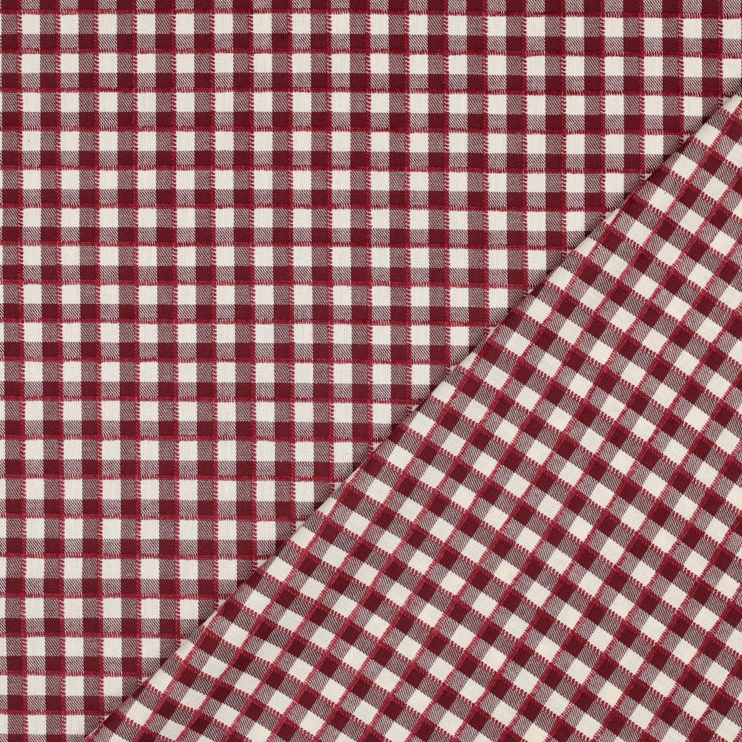 Katoen yarn dyed ruiten burgundy