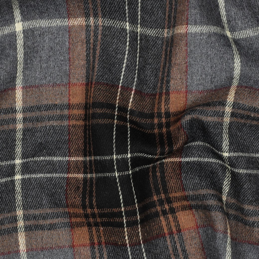 Brushed yarn dyed checks bruin/grijs