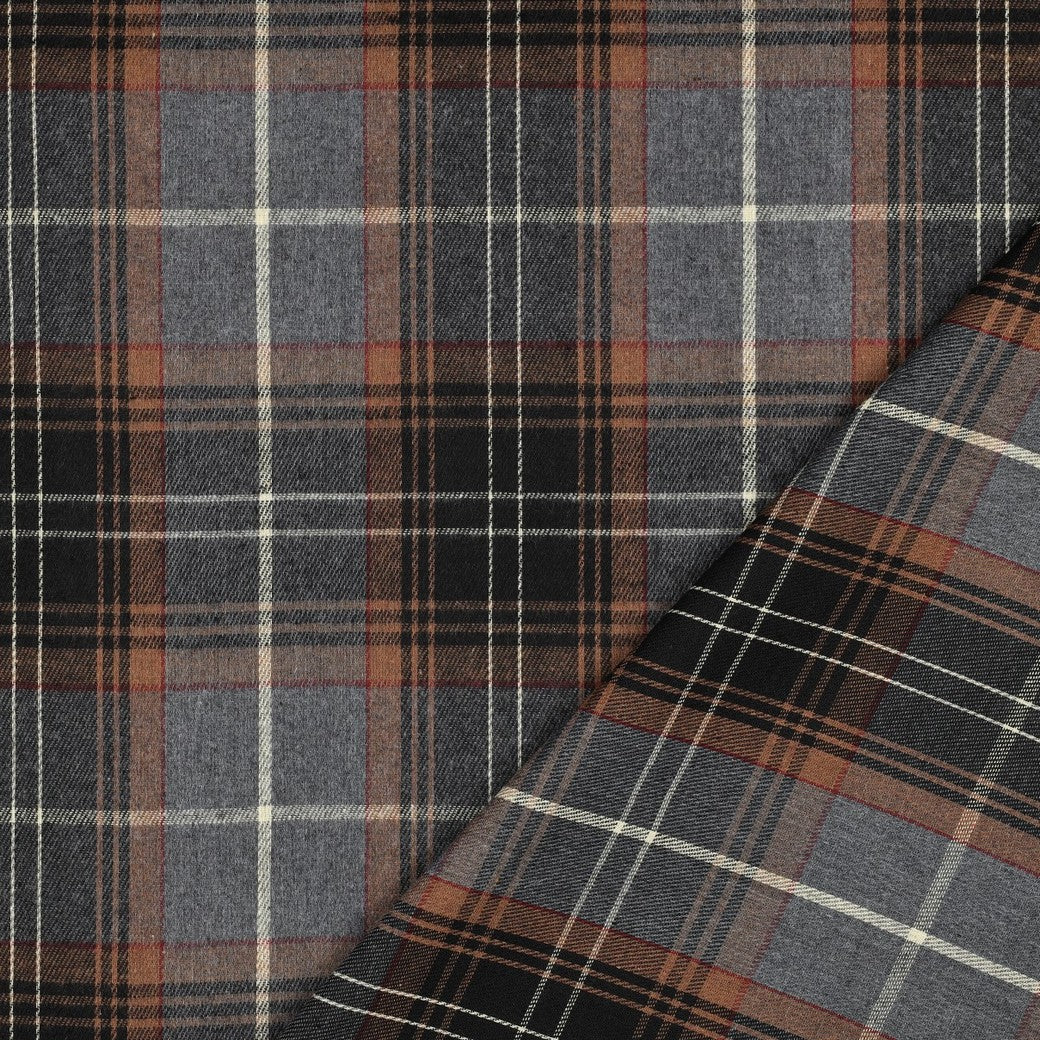 Brushed yarn dyed checks bruin/grijs