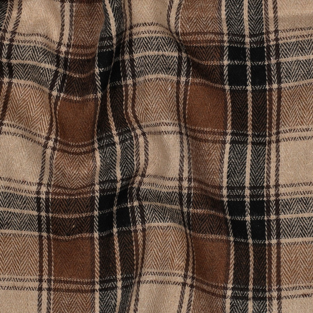 Brushed yarn dyed flanel checks bruin