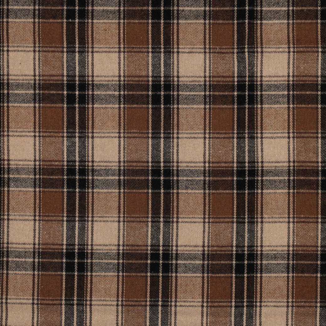 Brushed yarn dyed flanel checks bruin