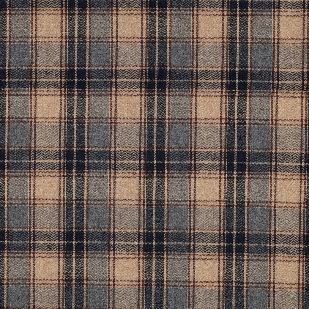 Brushed yarn dyed flanel checks blauw/beige