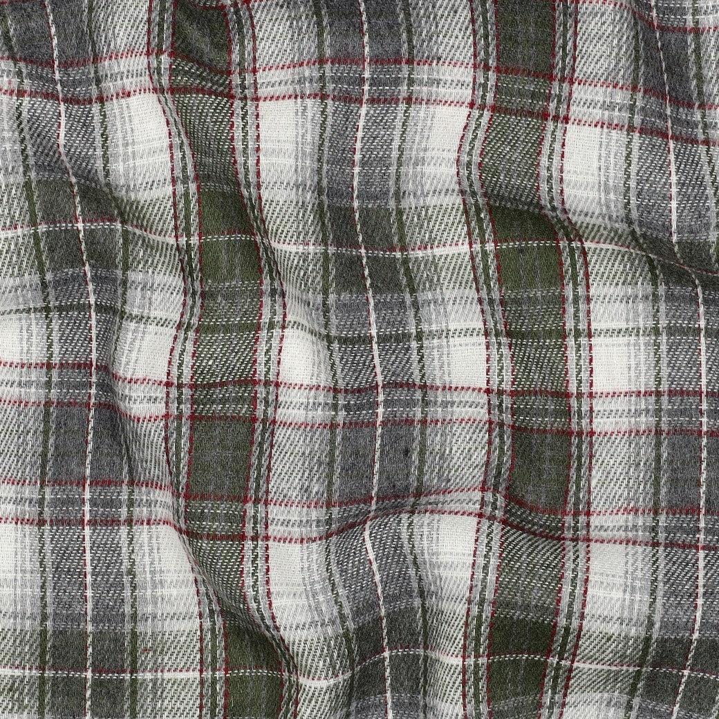 Brushed yarn dyed checks legergroen