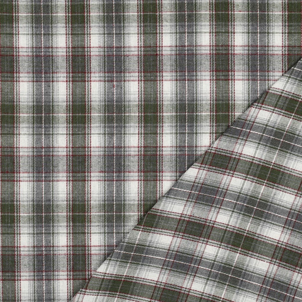 Brushed yarn dyed checks legergroen