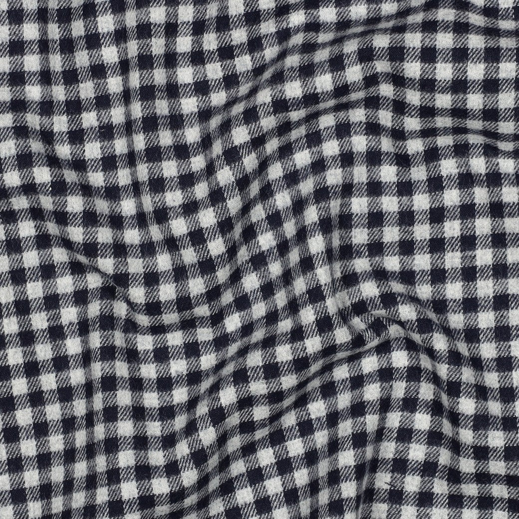 Yarn dyed katoen brushed kleine ruiten navy