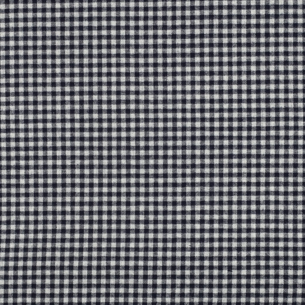 Yarn dyed katoen brushed kleine ruiten navy