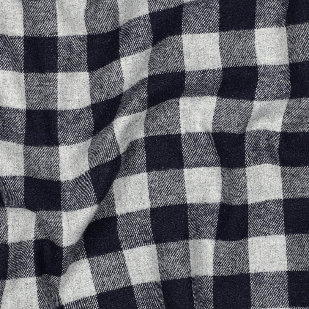 Yarn dyed katoen brushed ruiten navy