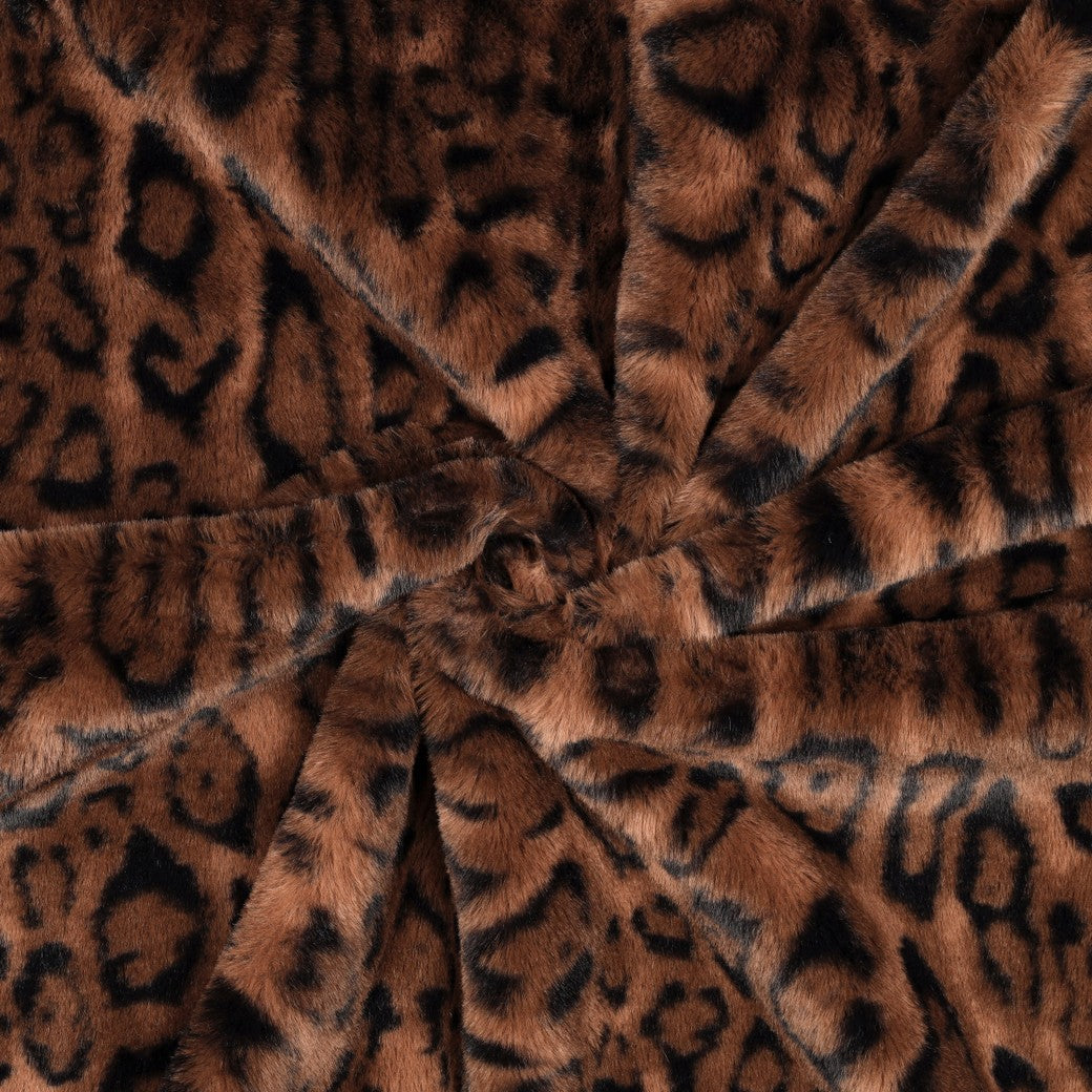 Faux fur luipaardprint bruin
