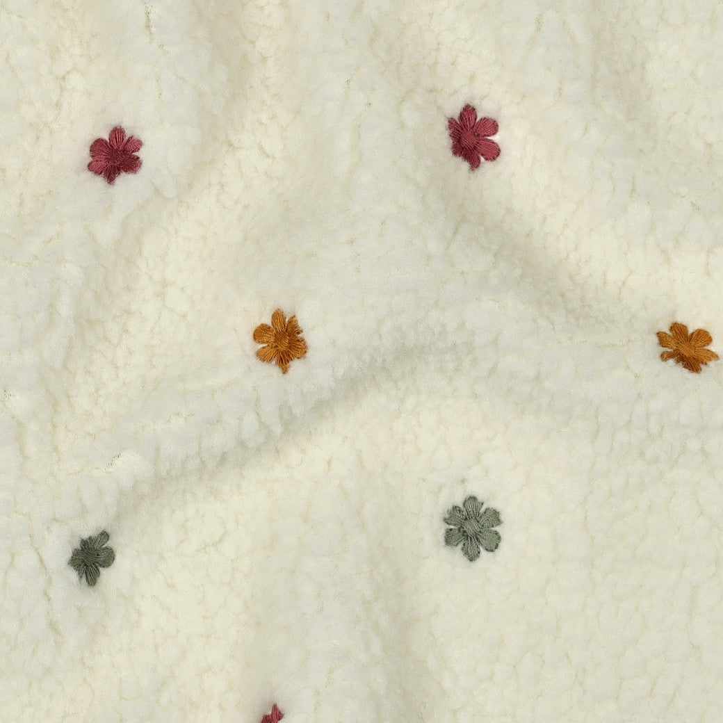 Teddy geborduurde bloemen offwhite