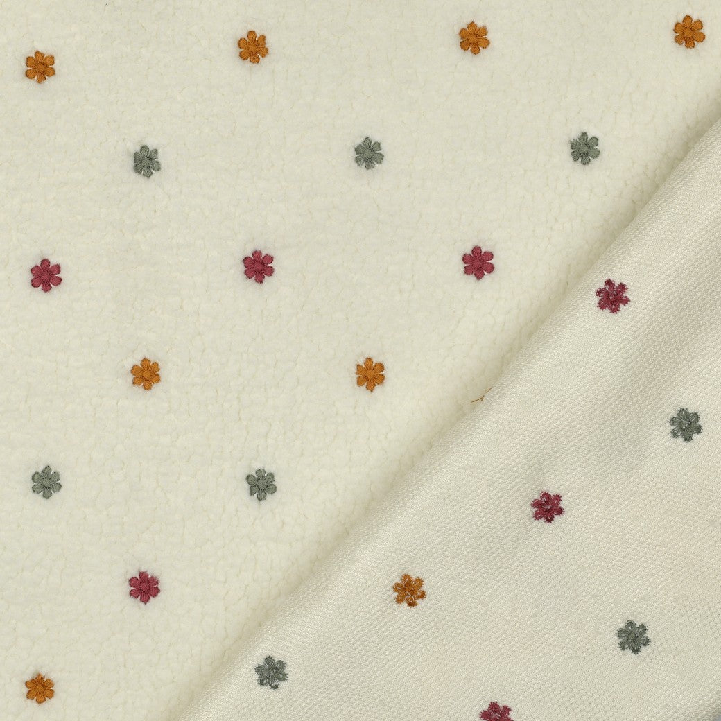Teddy geborduurde bloemen offwhite