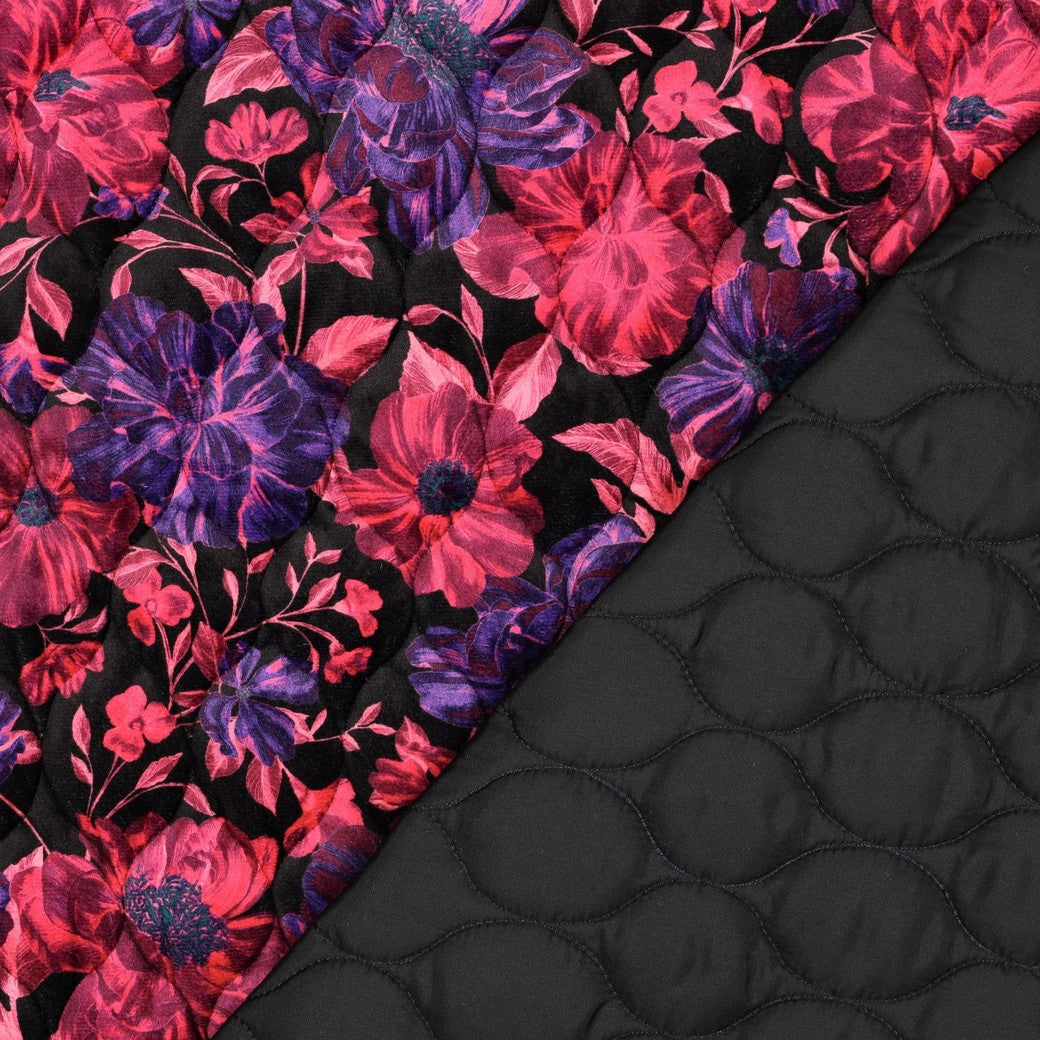 Stepped velvet digitaal bloemen fuchsia