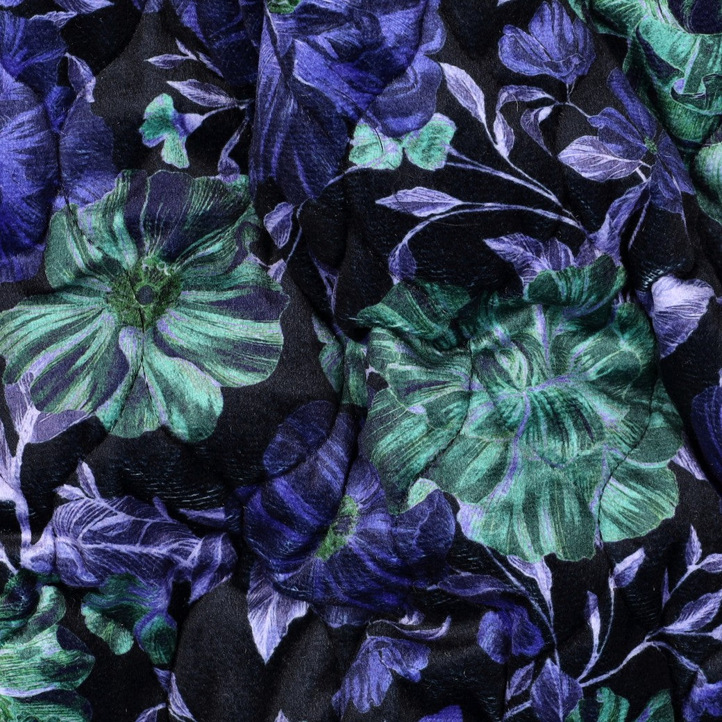 Stepped velvet digitaal bloemen blauw