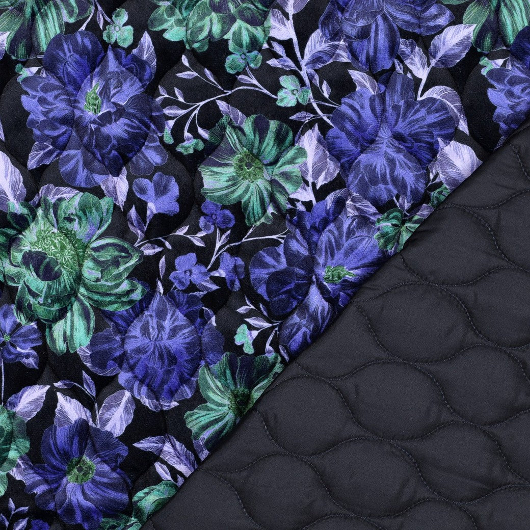 Stepped velvet digitaal bloemen blauw