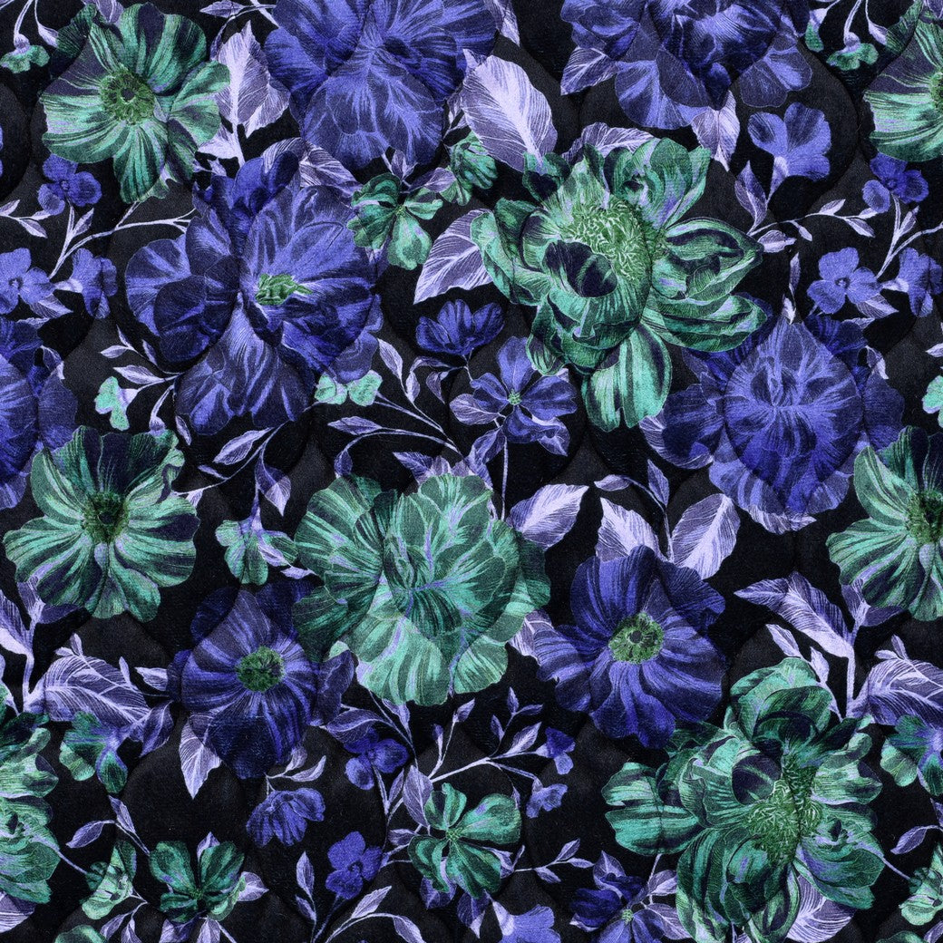 Stepped velvet digitaal bloemen blauw