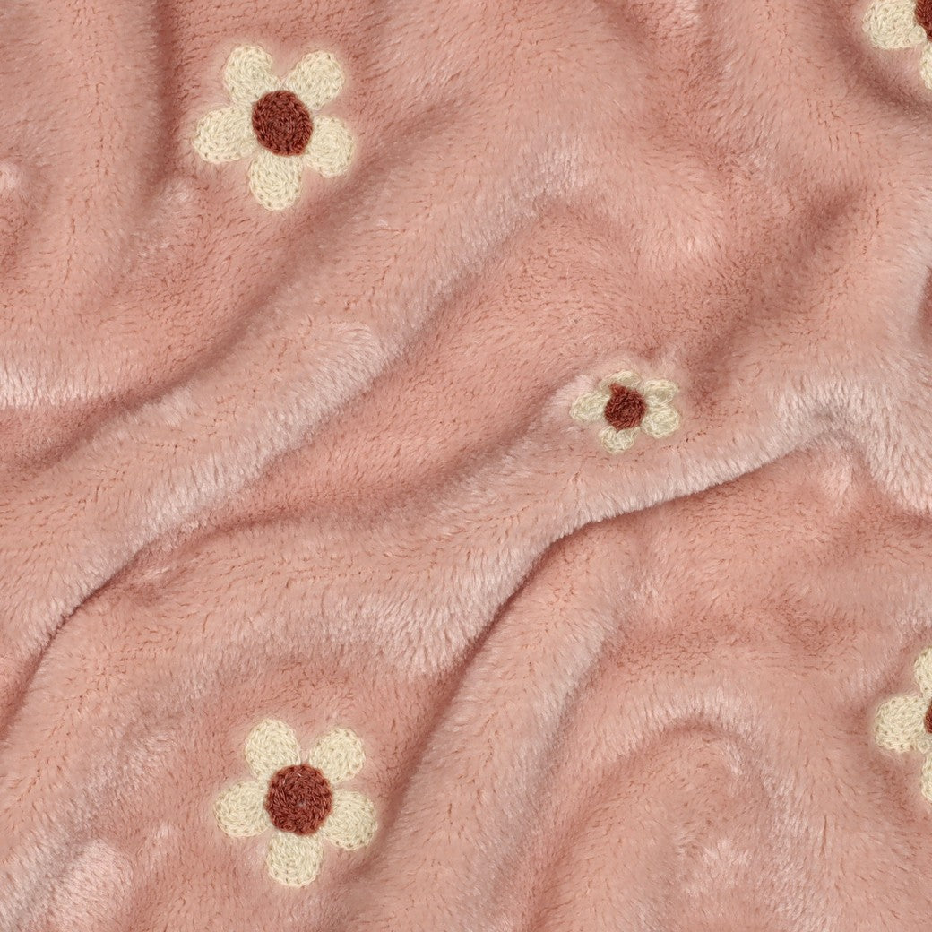 Fleece geborduurde bloemen roze