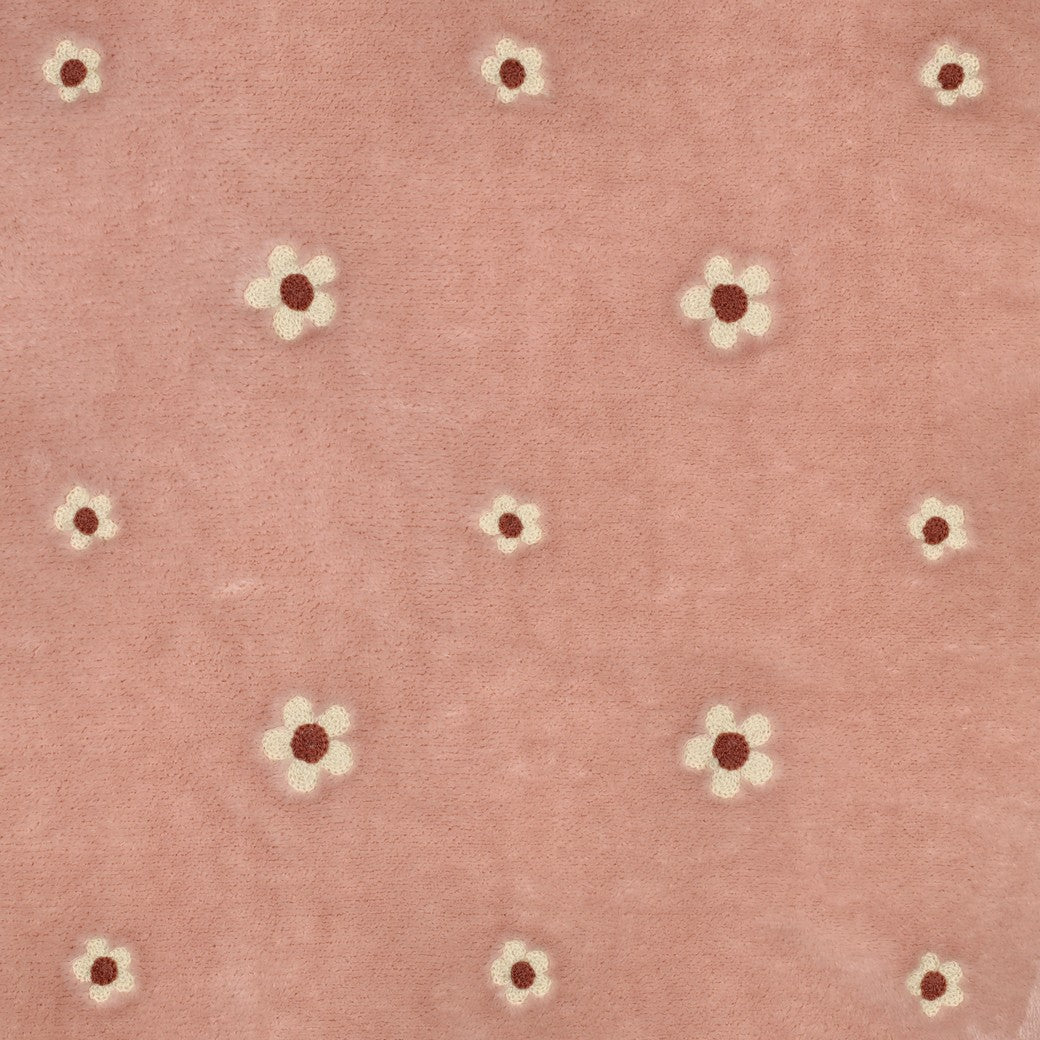Fleece geborduurde bloemen roze