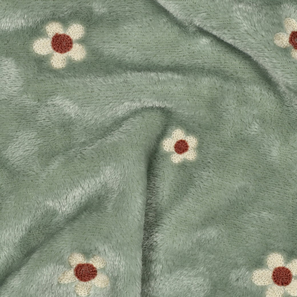 Fleece geborduurde bloemen sage