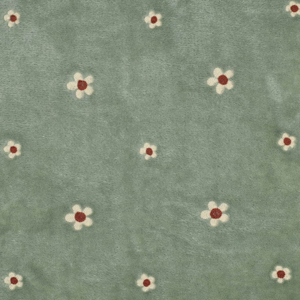 Fleece geborduurde bloemen sage
