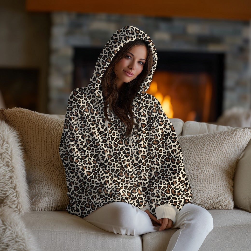 Fleece luipaardprint bruin