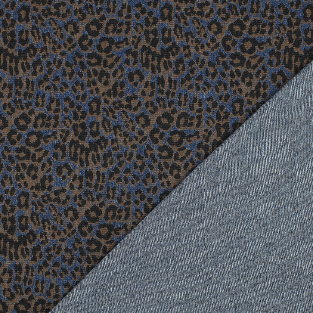 Denim luipaardprint jeansblauw