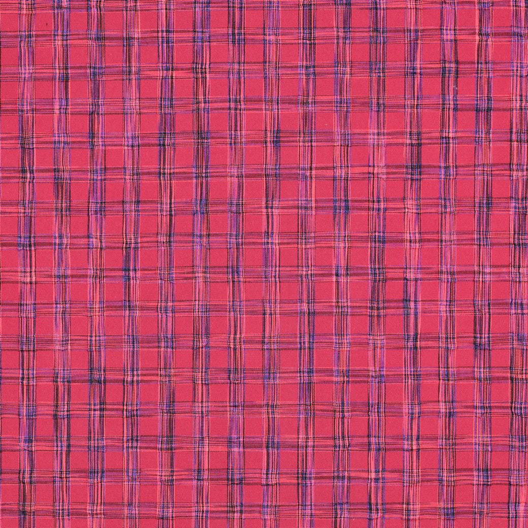 Yarn dyed katoen checks neonroze/fuchsia