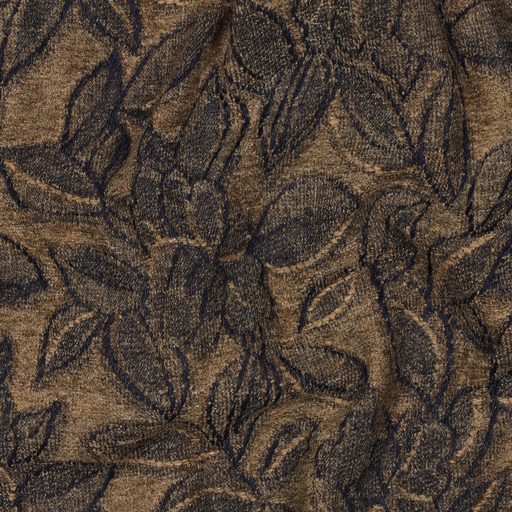 Denim velvet jacquard bloemen bruin