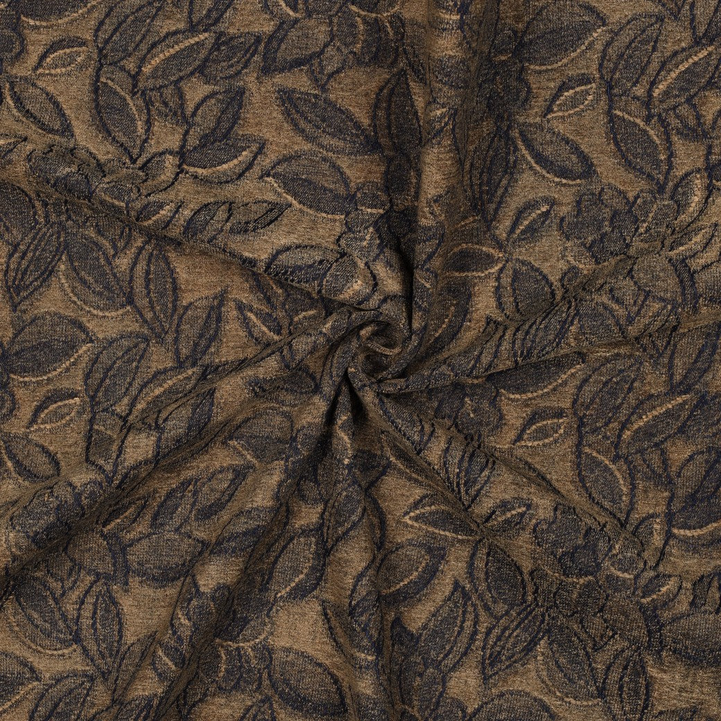 Denim velvet jacquard bloemen bruin