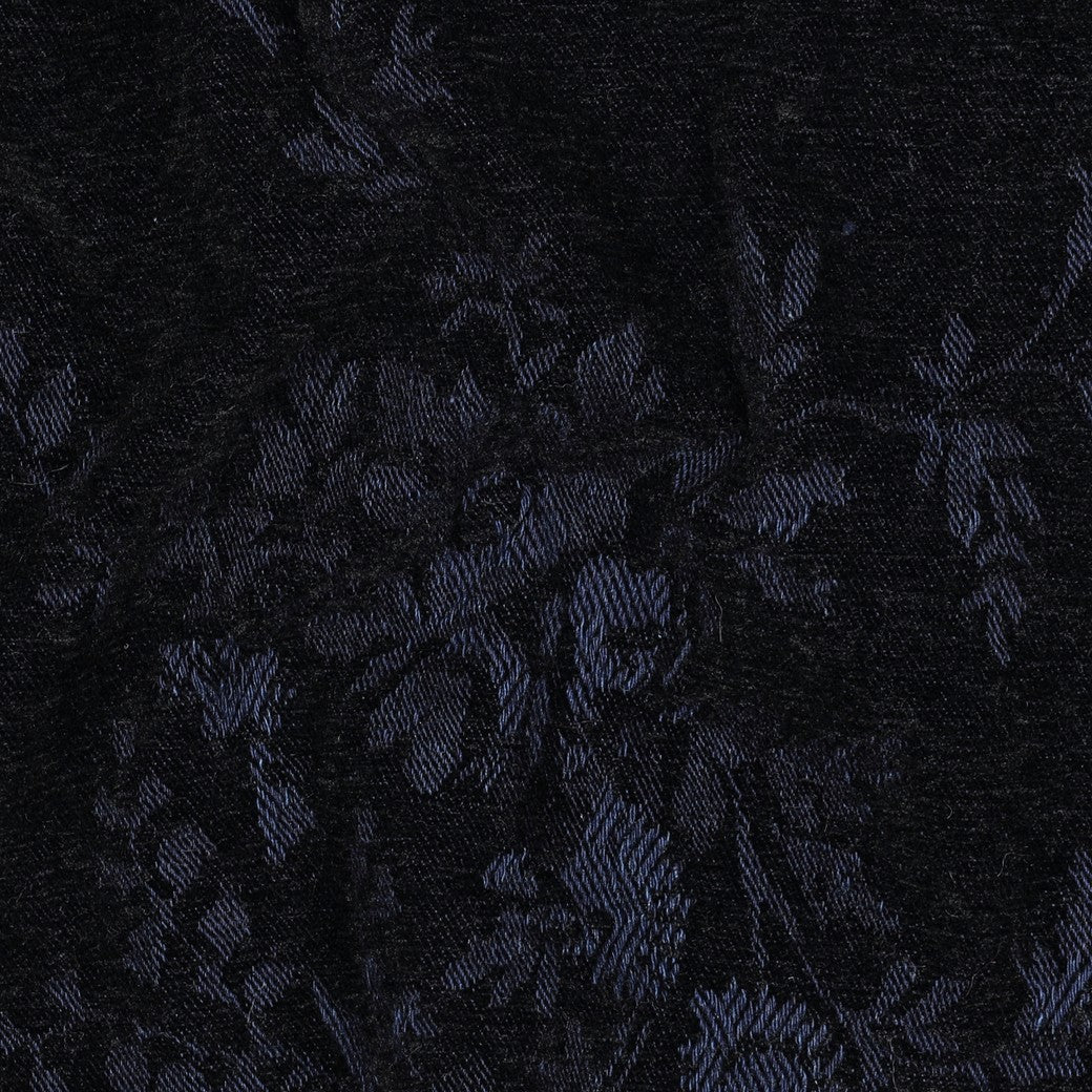 Denim velvet jacquard bloemen zwart
